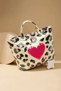 PRE-ORDER Heart Leopard Print PVC Tote Bag