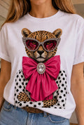 PRE-ORDER Pink Bow Leopard White Crew