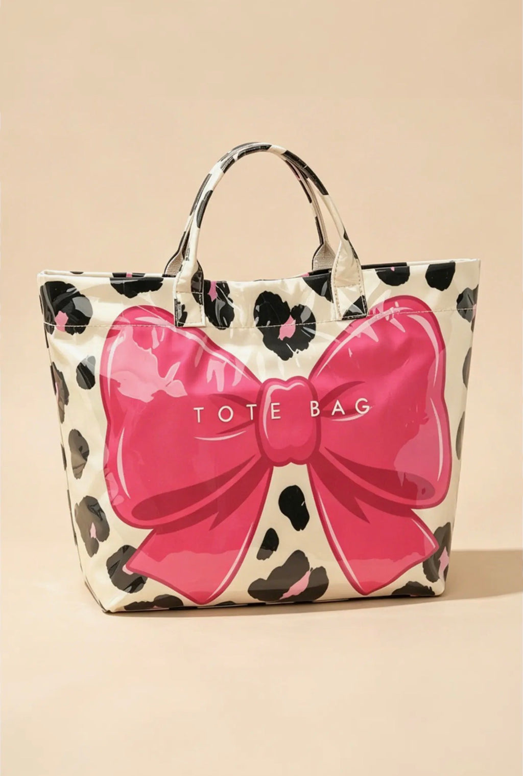 PRE-ORDER Bow Leopard Print Pvc Tote