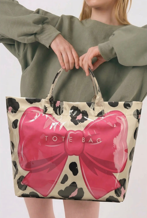 PRE-ORDER Bow Leopard Print Pvc Tote
