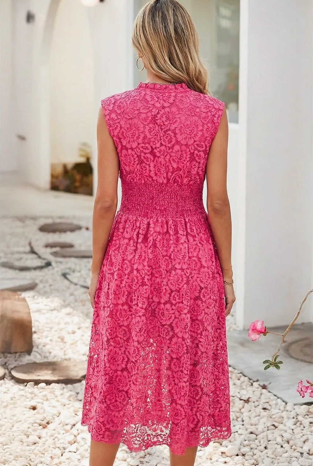 PRE-ORDER Lace Overlay Zip Up Dress