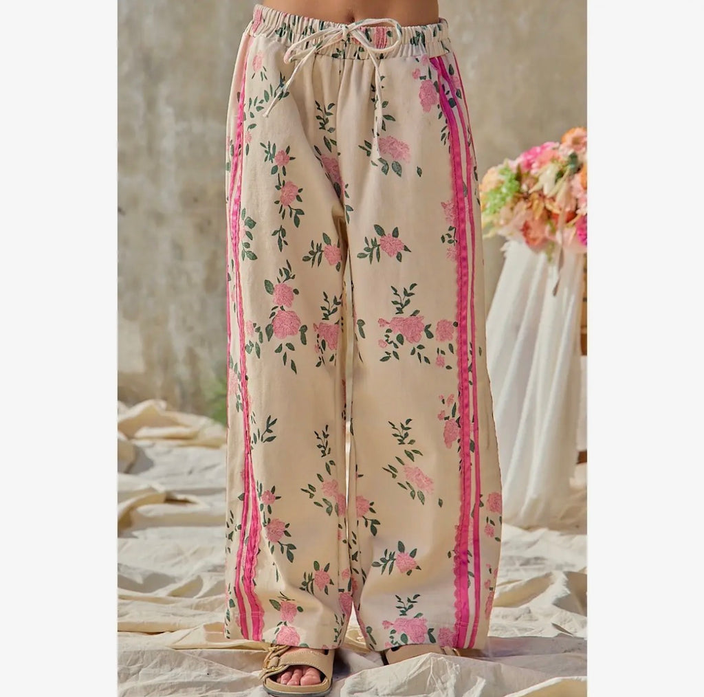 PRE-ORDER Flower Printed Elastic Waist Pant