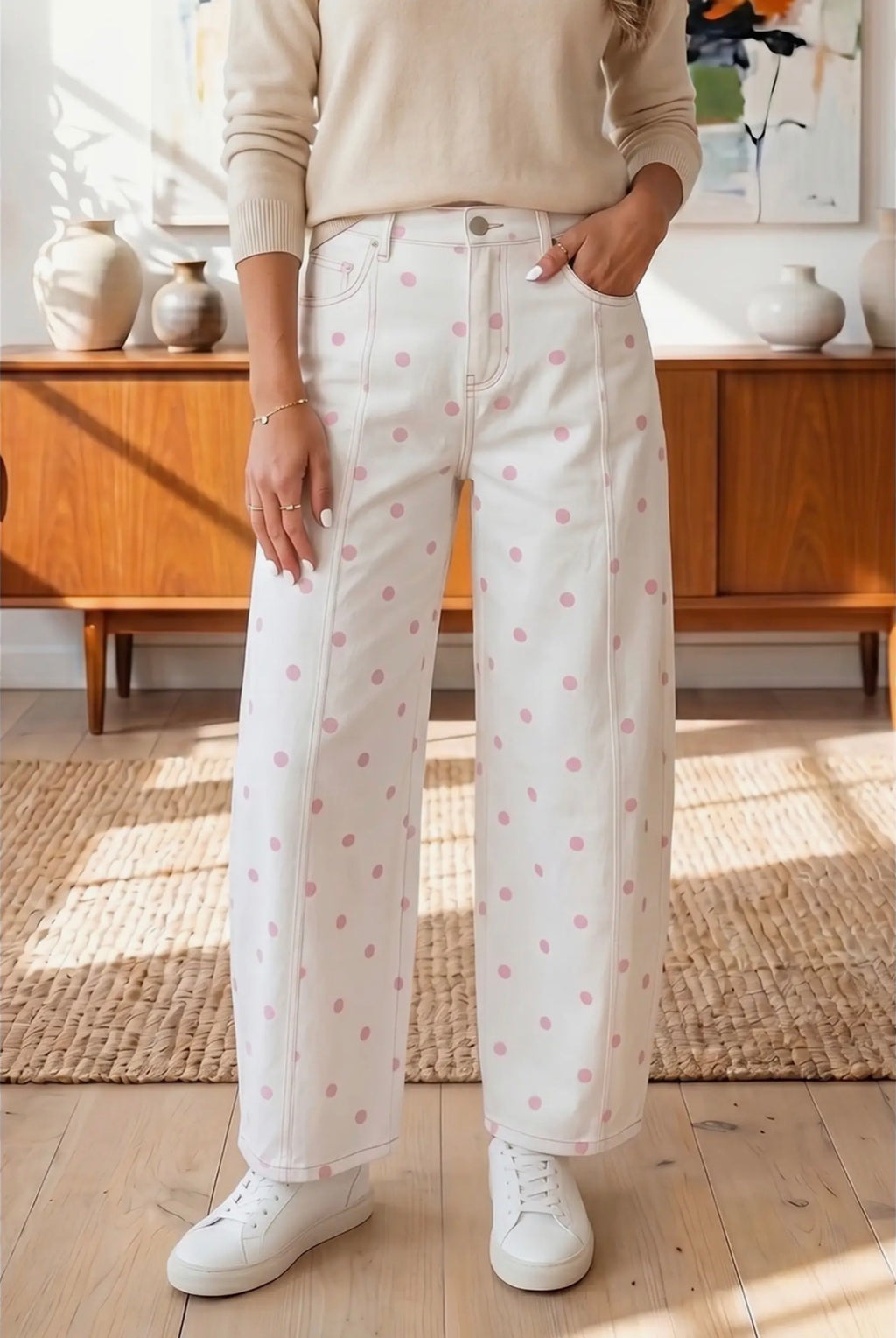 Polka Dot Barrel Jeans
