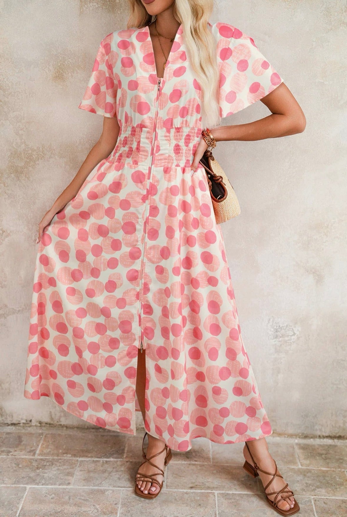 PRE-ORDER Polka Dot Zip Up Dress