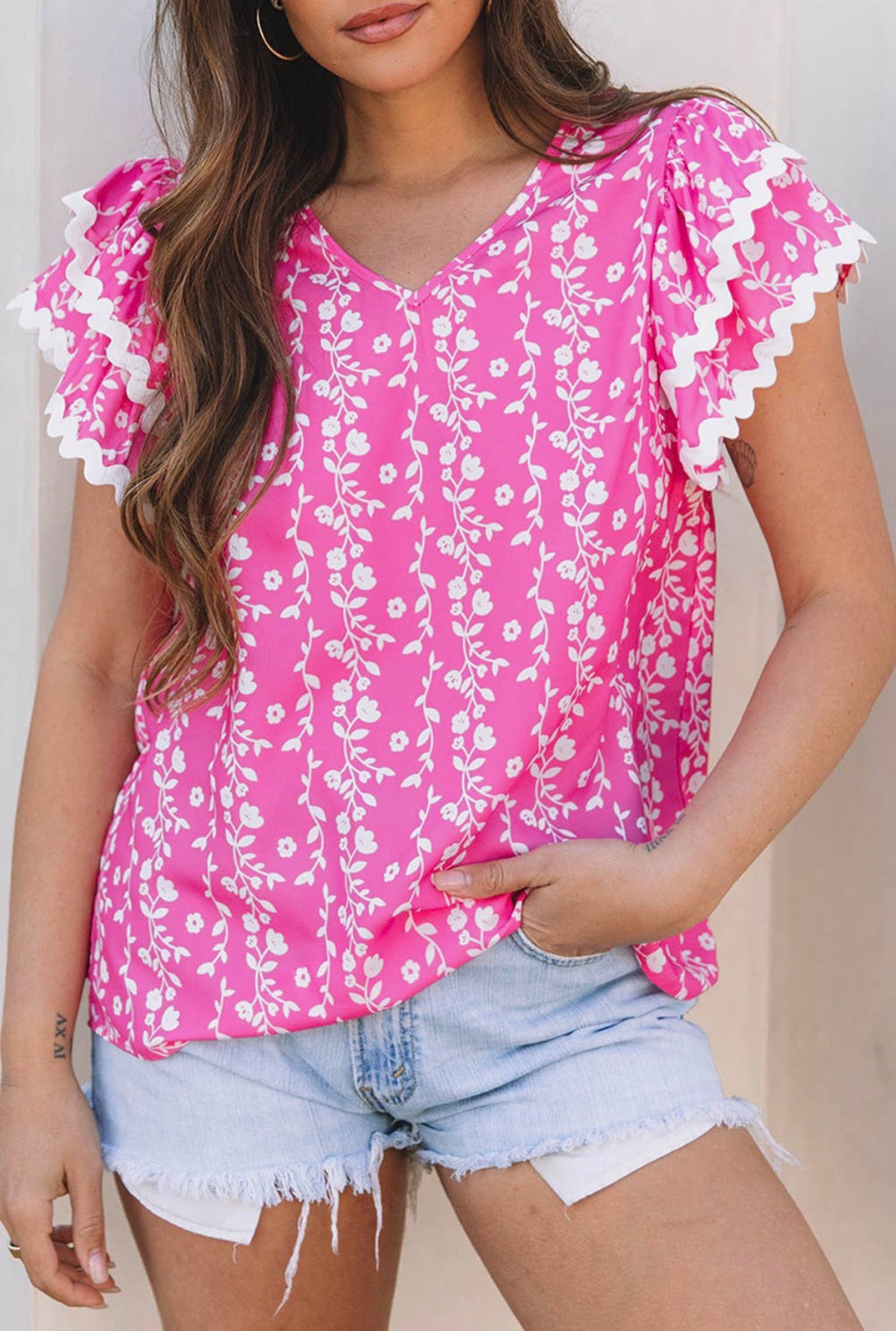 PRE-ORDER Floral print V-Neck Blouse