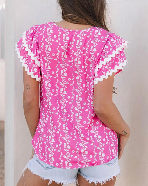 Floral print V-Neck Blouse