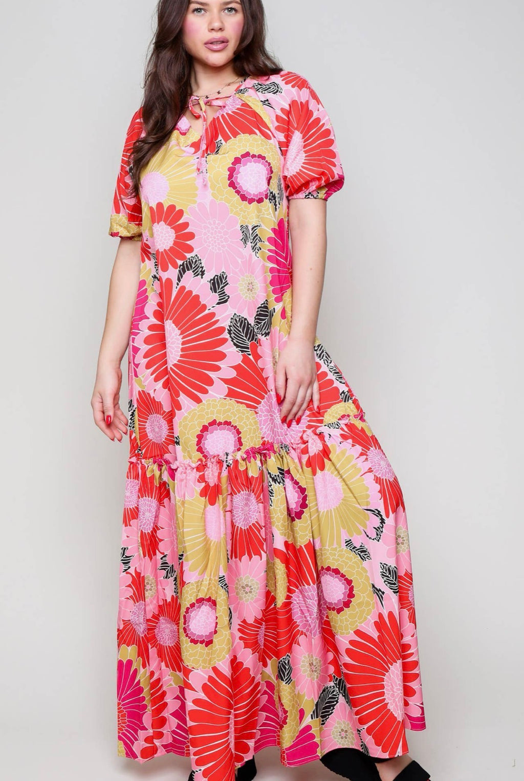 Puff Sleeve Floral Maxi Dress