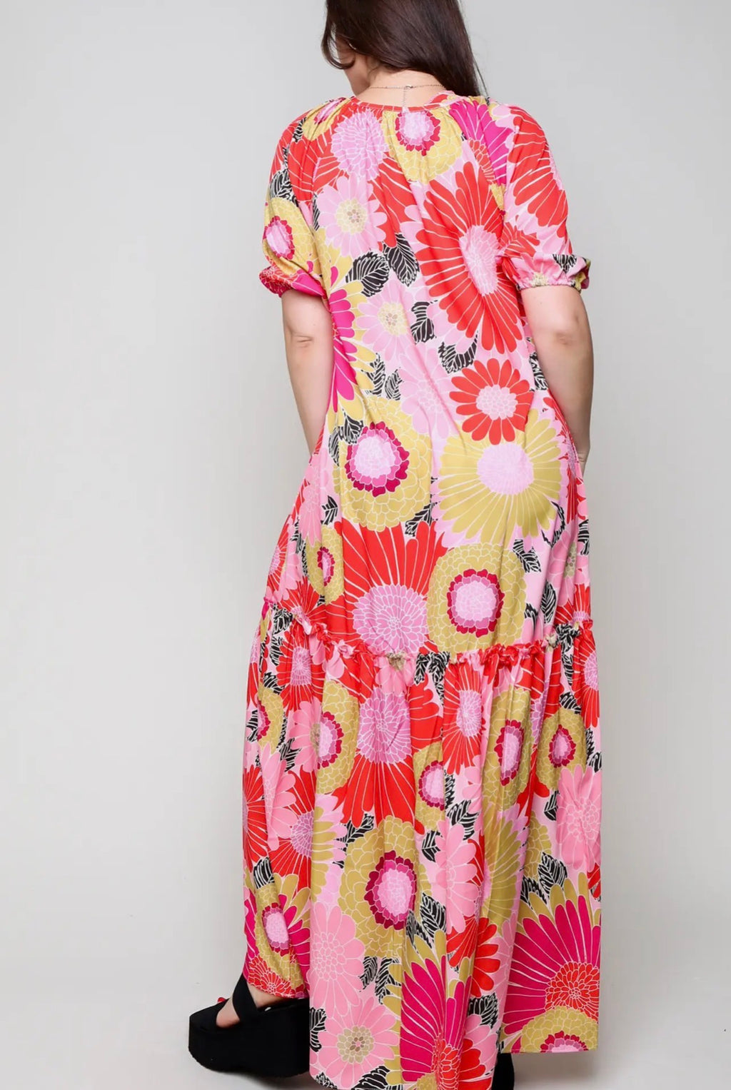 Puff Sleeve Floral Maxi Dress
