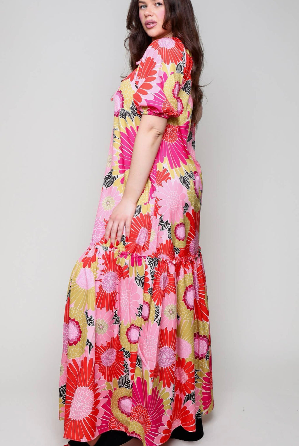 Puff Sleeve Floral Maxi Dress