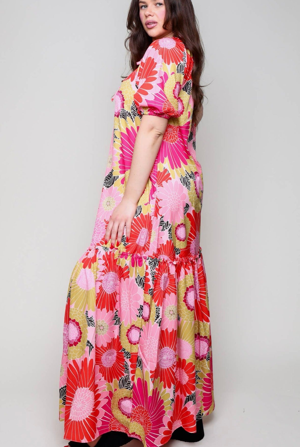 Puff Sleeve Floral Maxi Dress