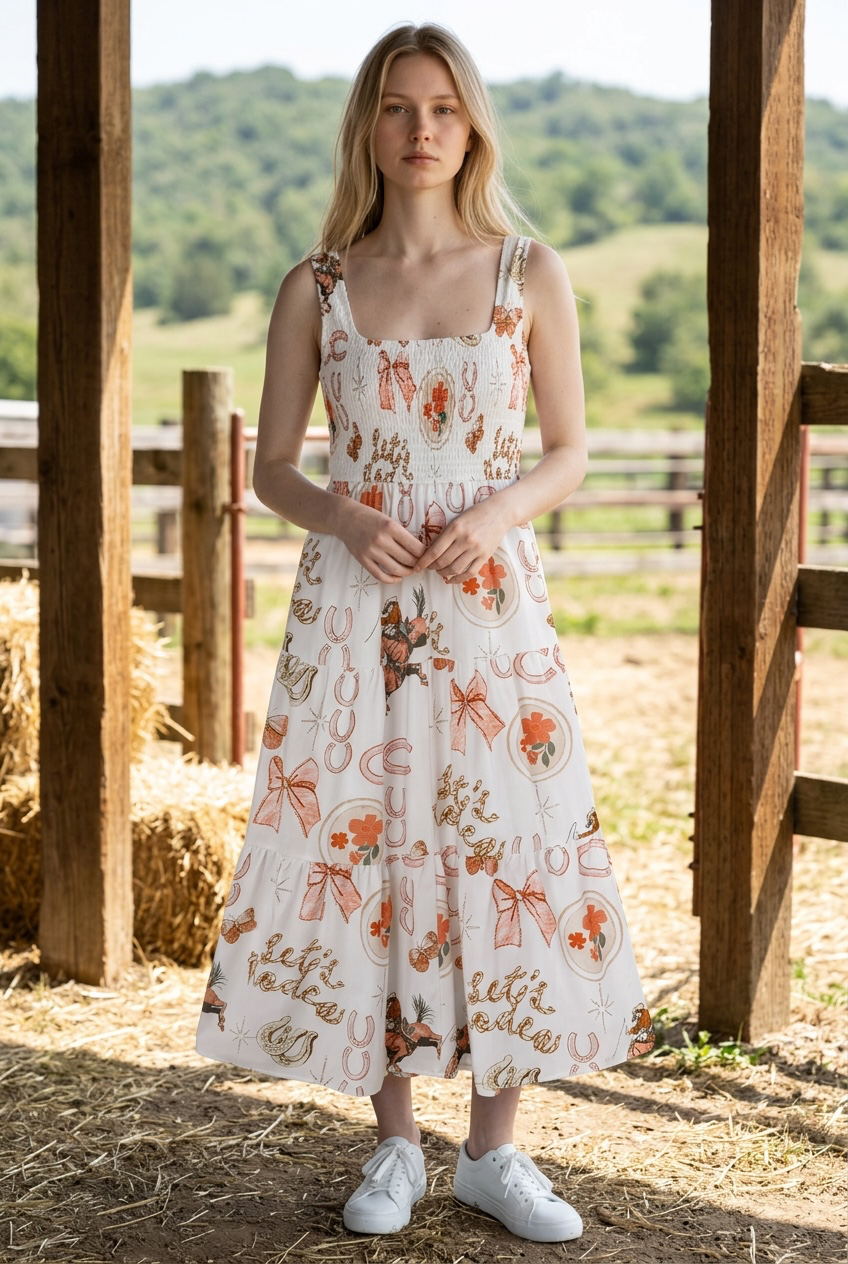 PRE-ORDER Western Horseshoe Midi Dress